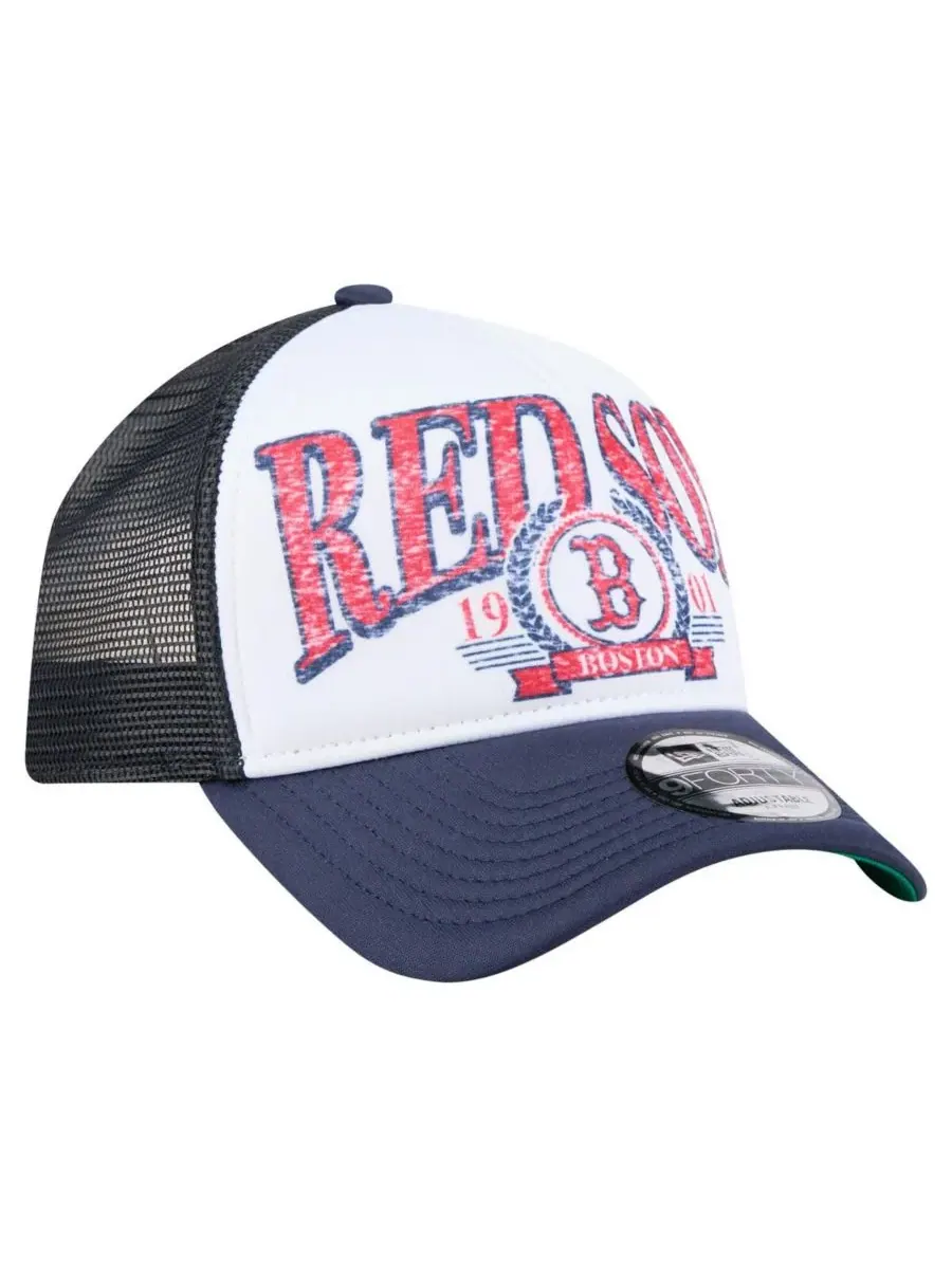 New Era Мужская темно-синяя кепка-тракер Boston Red Sox с эффектом потертости, модель 9FORTY — изображение 3 из 4