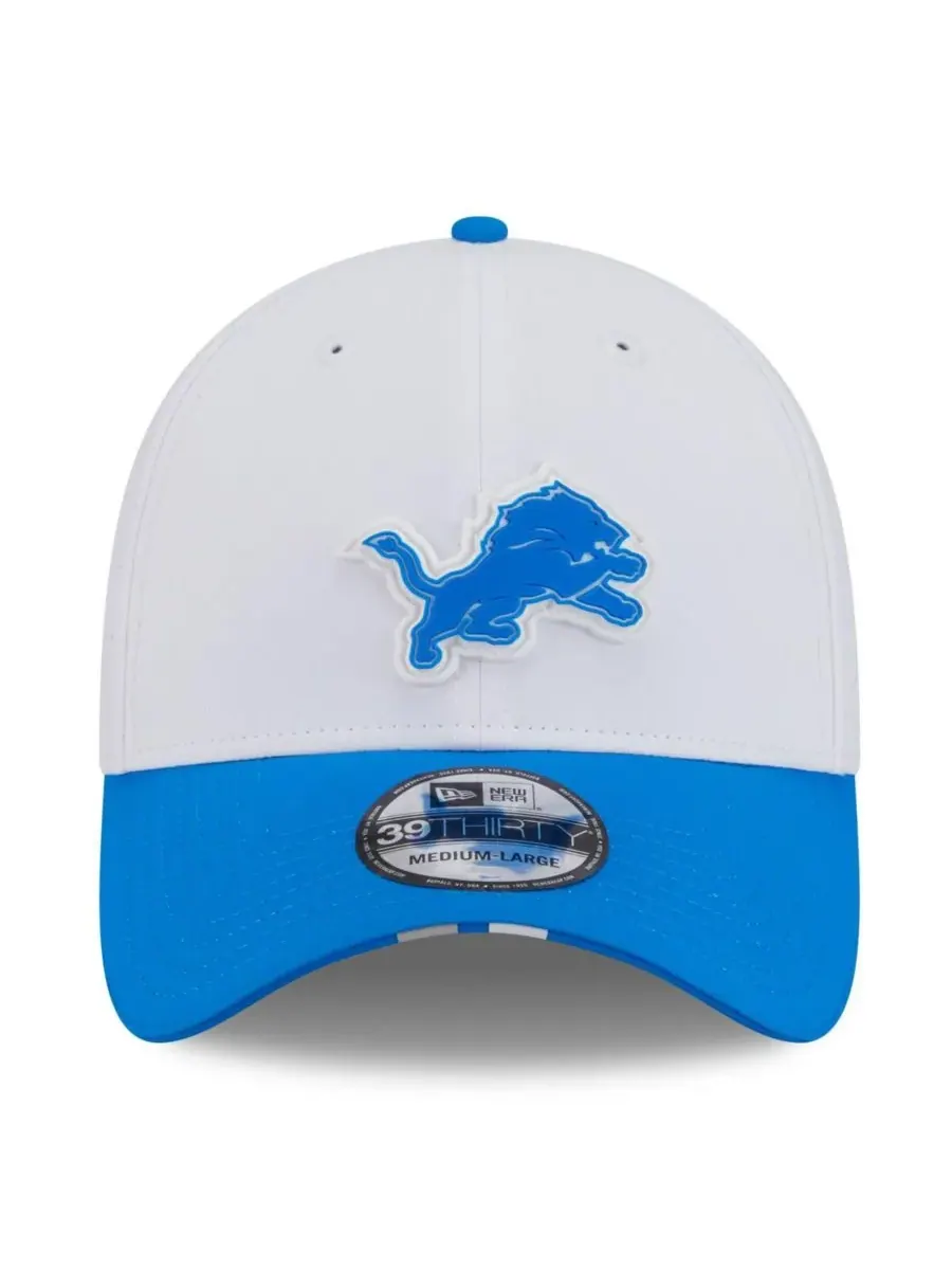 New Era Мужская бело-синяя кепка Detroit Lions 2025 NFL Training Camp 39THIRTY Flex Hat — изображение 2 из 4, белый синий