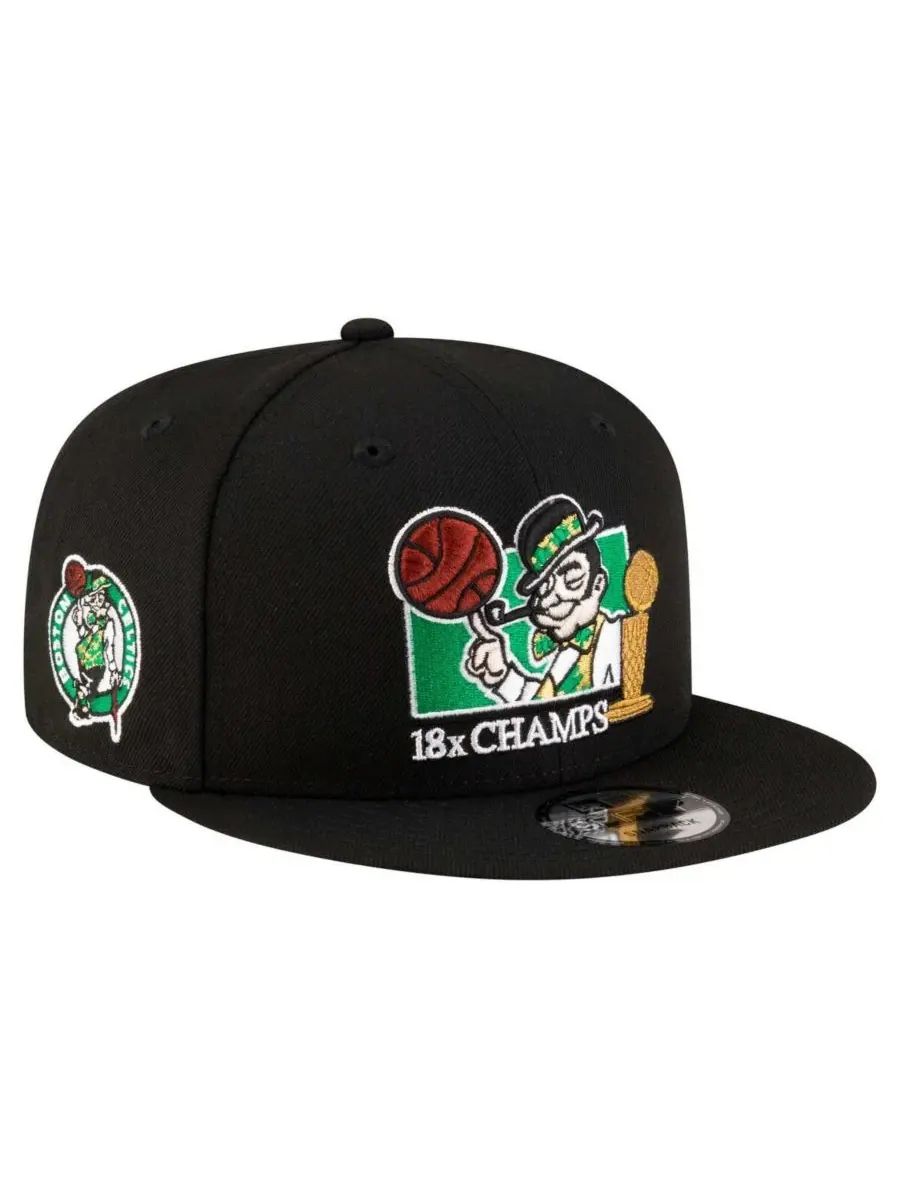 New Era Мужская черная кепка Boston Celtics Lucky 18x Champs 9FIFTY Snapback