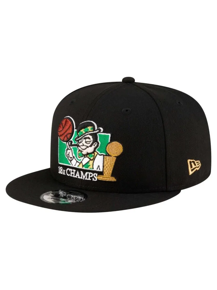 New Era Мужская черная кепка Boston Celtics Lucky 18x Champs 9FIFTY Snapback — изображение 4 из 5, черный