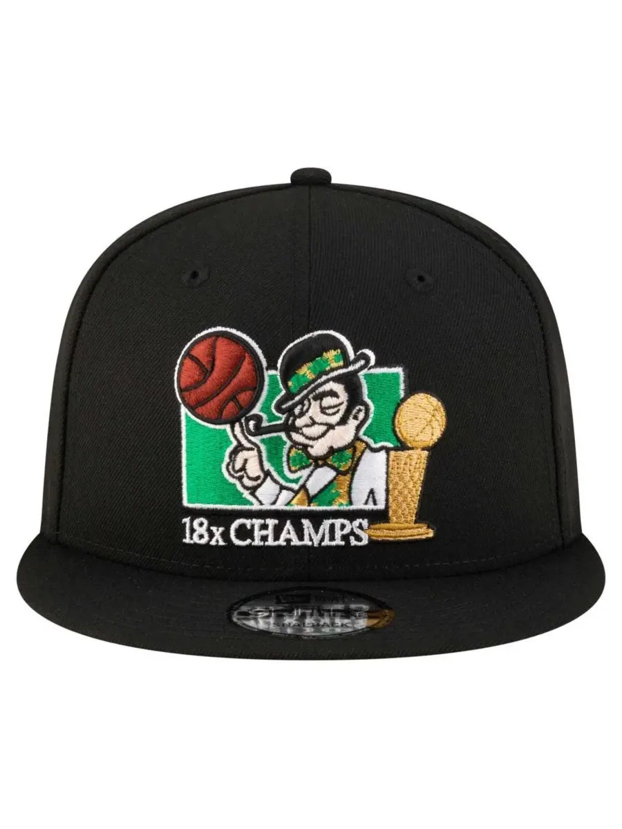 New Era Мужская черная кепка Boston Celtics Lucky 18x Champs 9FIFTY Snapback — изображение 5 из 5, черный