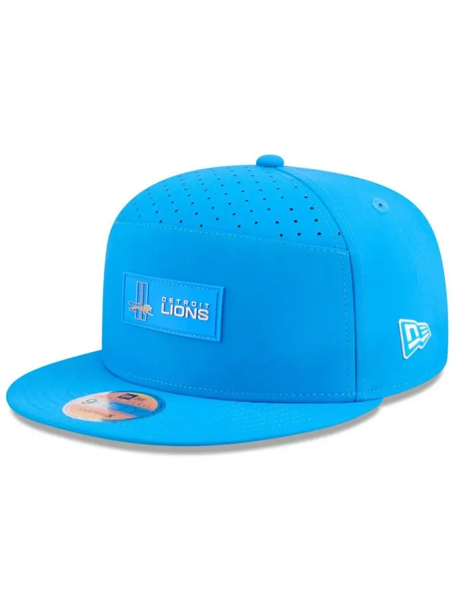 New Era Мужская синяя бейсболка Detroit Lions 2025 Sideline Throwback Split Panel 9FIFTY Snapback