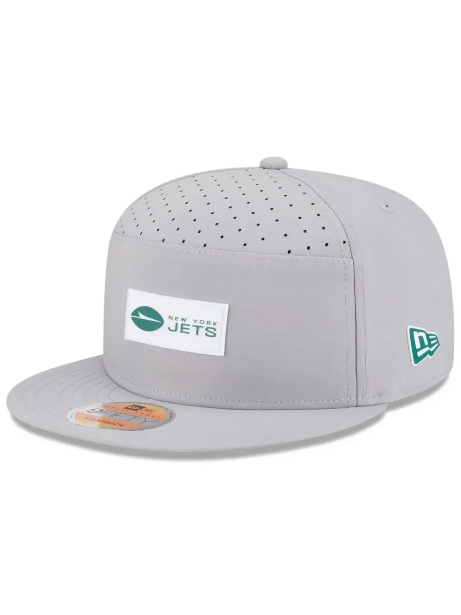 New Era Мужская серая кепка New York Jets 2025 Sideline Split Panel 9FIFTY Snapback