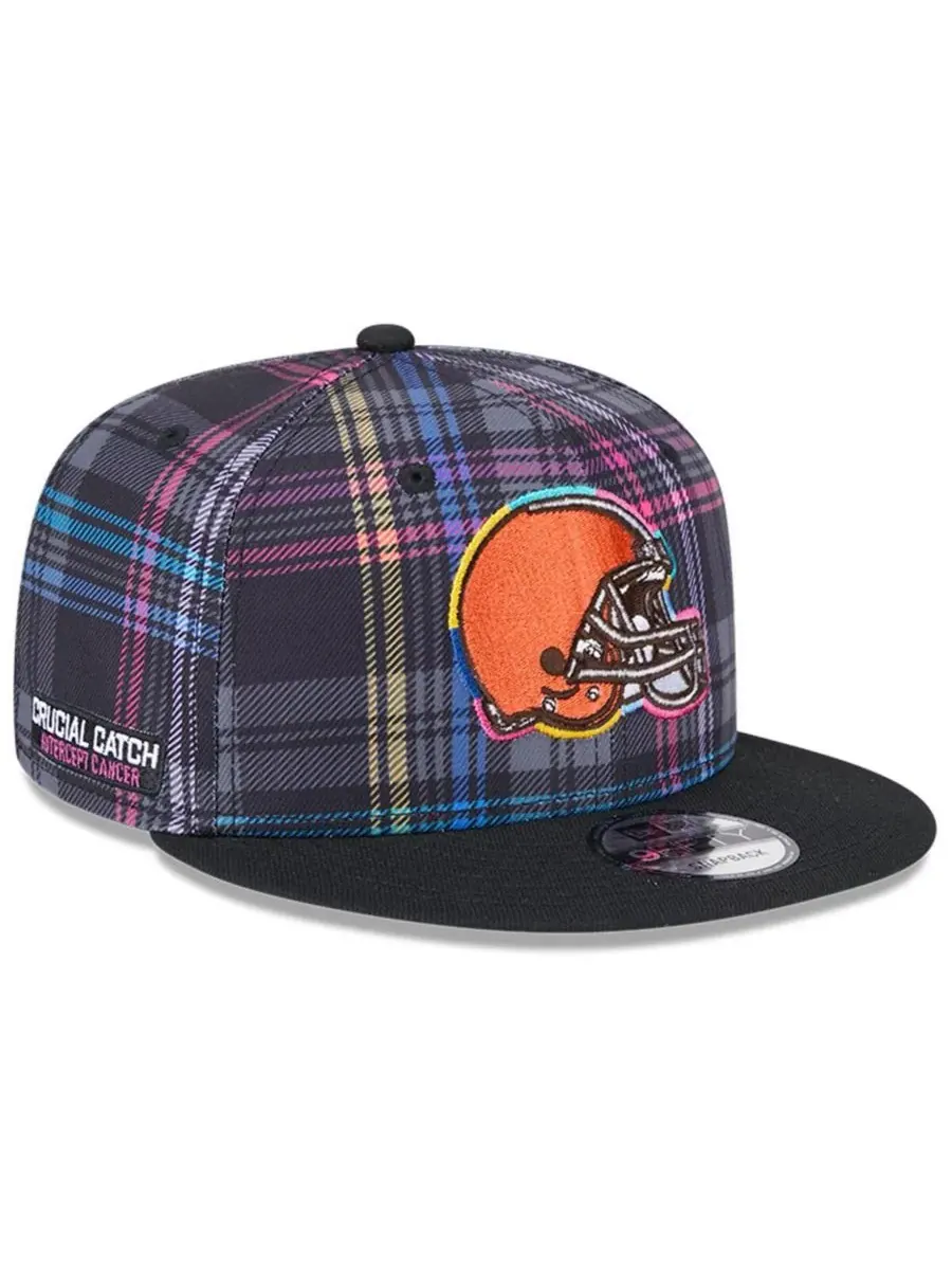 New Era Мужская черная кепка-бейсболка Cleveland Browns 2024 NFL Crucial Catch Plaid 9FIFTY с