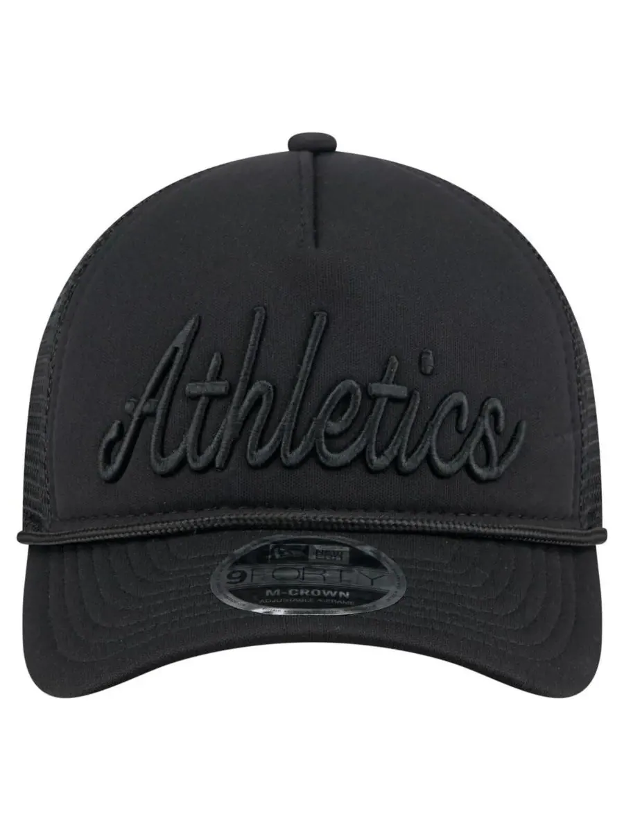New Era Мужская черная бейсболка Athletics City Initial 9FORTY A-Frame M-Crown с регулируемой — изображение 2 из 4, черный
