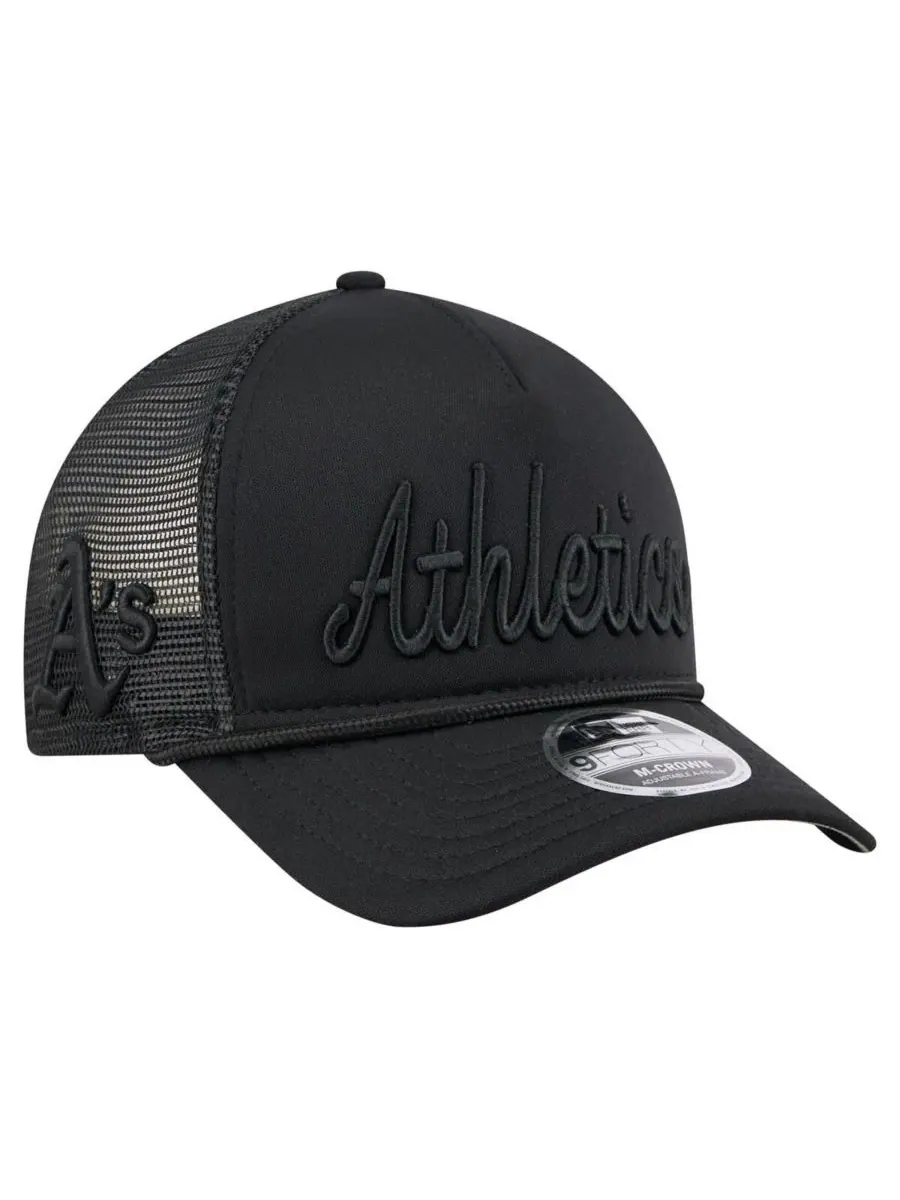 New Era Мужская черная бейсболка Athletics City Initial 9FORTY A-Frame M-Crown с регулируемой — изображение 3 из 4, черный