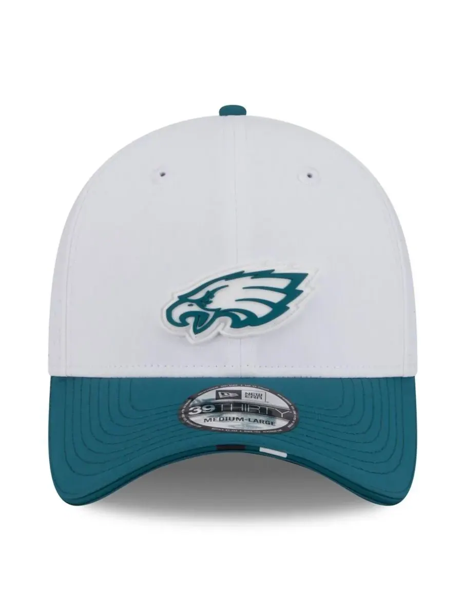 New Era Мужская кепка Philadelphia Eagles 39THIRTY Flex белого/темно-зеленого цвета для — изображение 2 из 4, белый зеленый