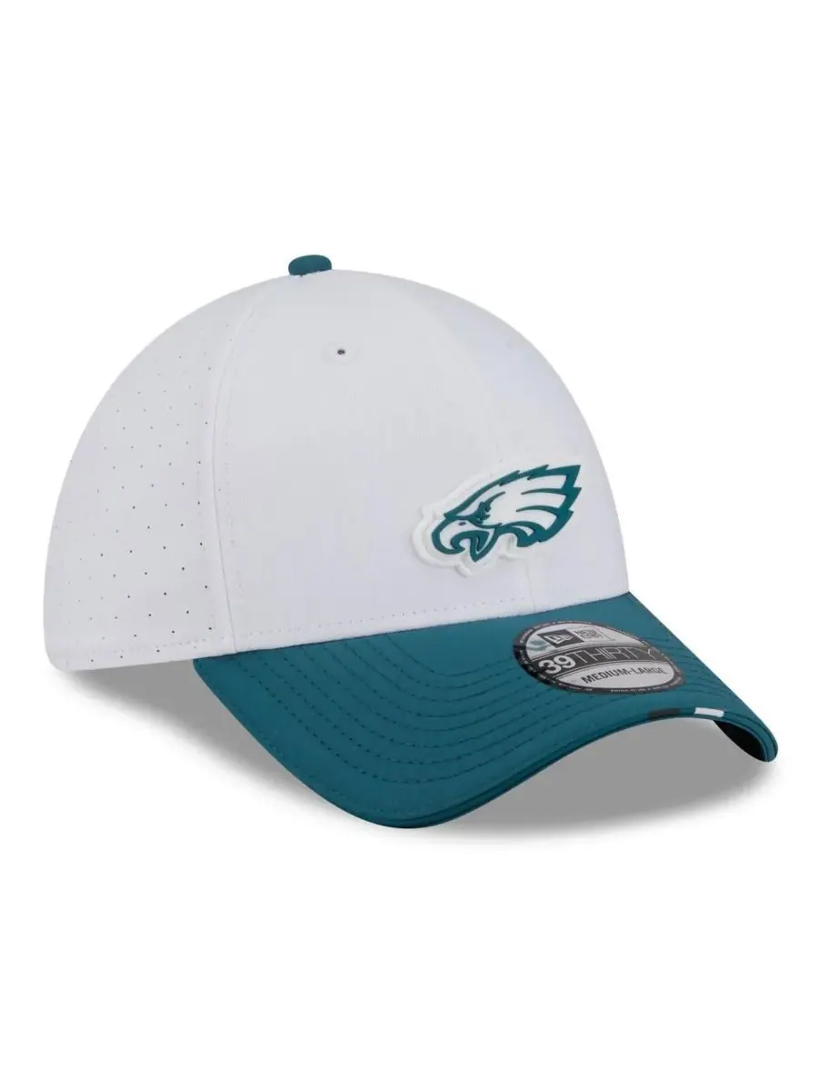 New Era Мужская кепка Philadelphia Eagles 39THIRTY Flex белого/темно-зеленого цвета для — изображение 3 из 4, белый зеленый