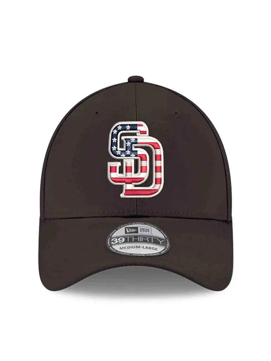 Кепка с вышивкой San Diego Padres America 250 39THIRTY Flex Hat New Era — изображение 2 из 4, черный