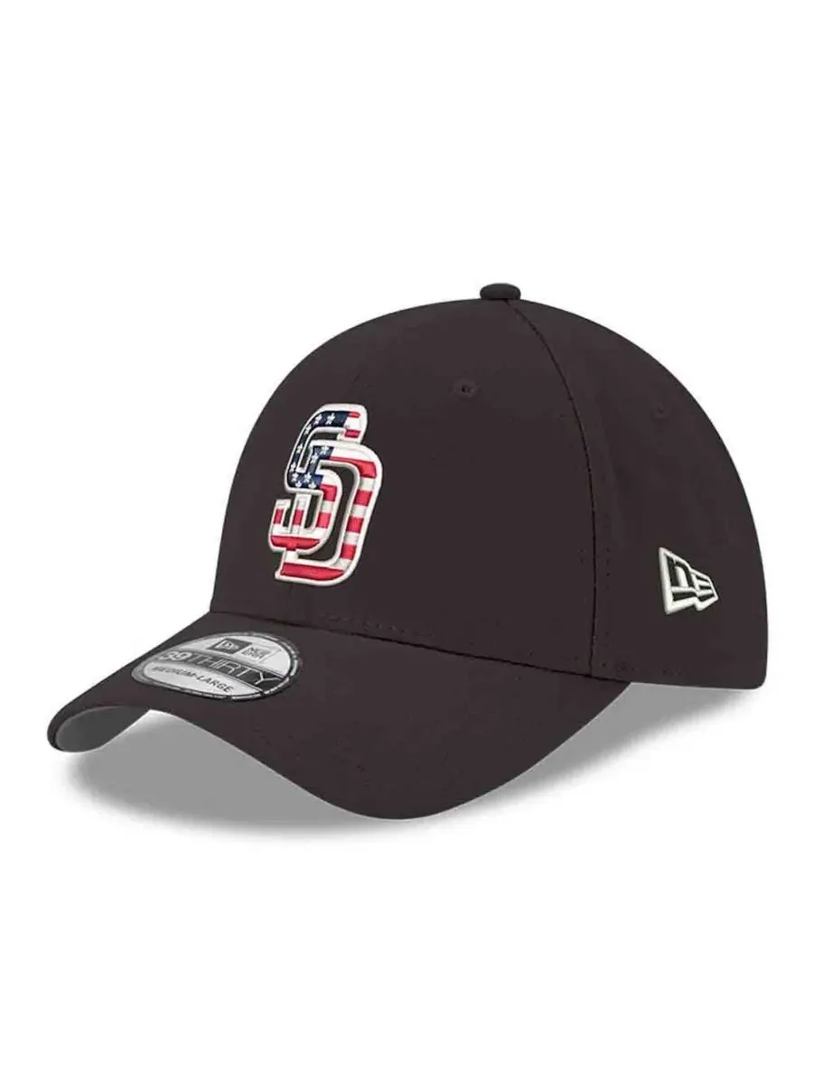 Кепка с вышивкой San Diego Padres America 250 39THIRTY Flex Hat New Era — изображение 3 из 4, черный