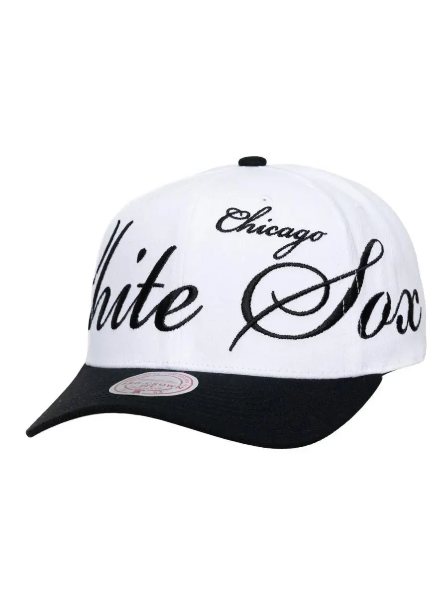 Кепка с вышивкой XL Script Pro Crown Mitchell & Ness — изображение 2 из 4, белый черный