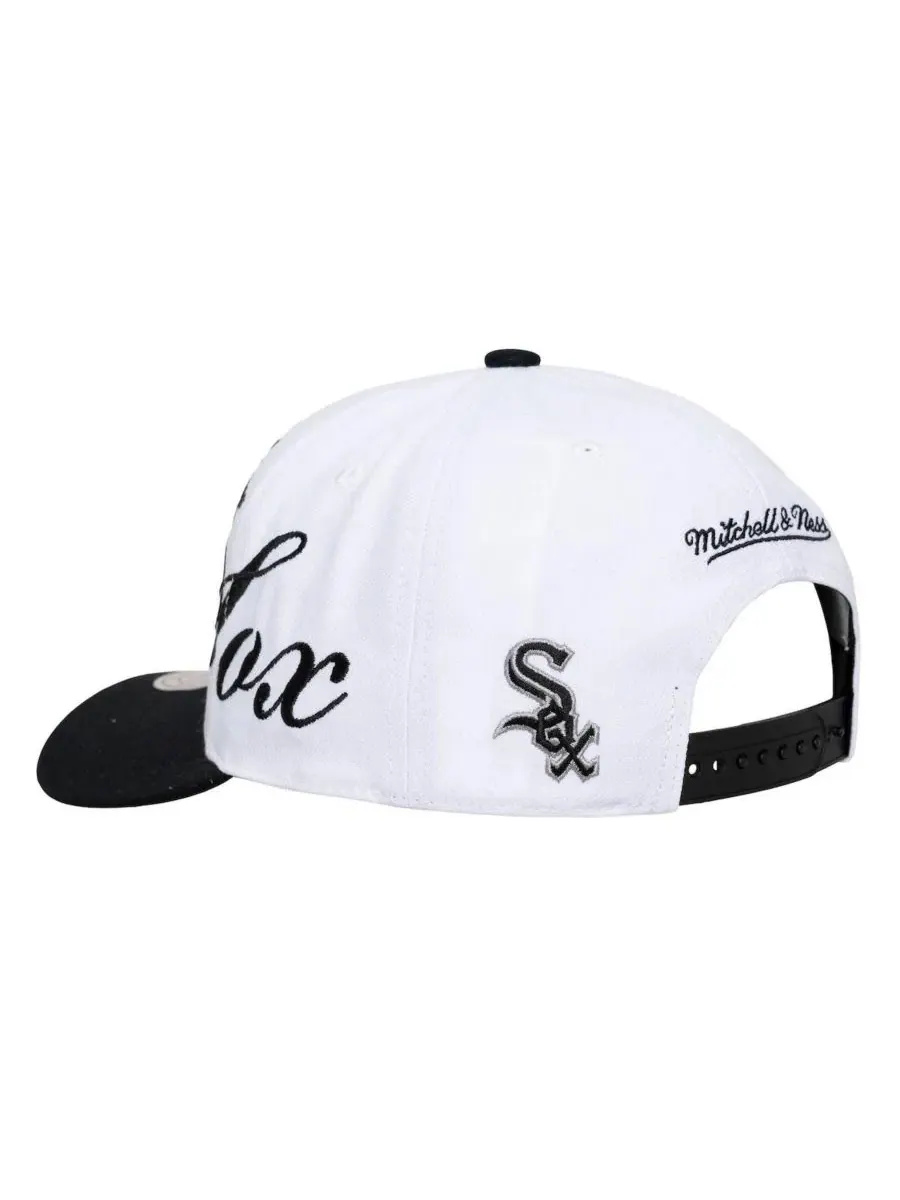 Кепка с вышивкой XL Script Pro Crown Mitchell & Ness — изображение 3 из 4, белый черный