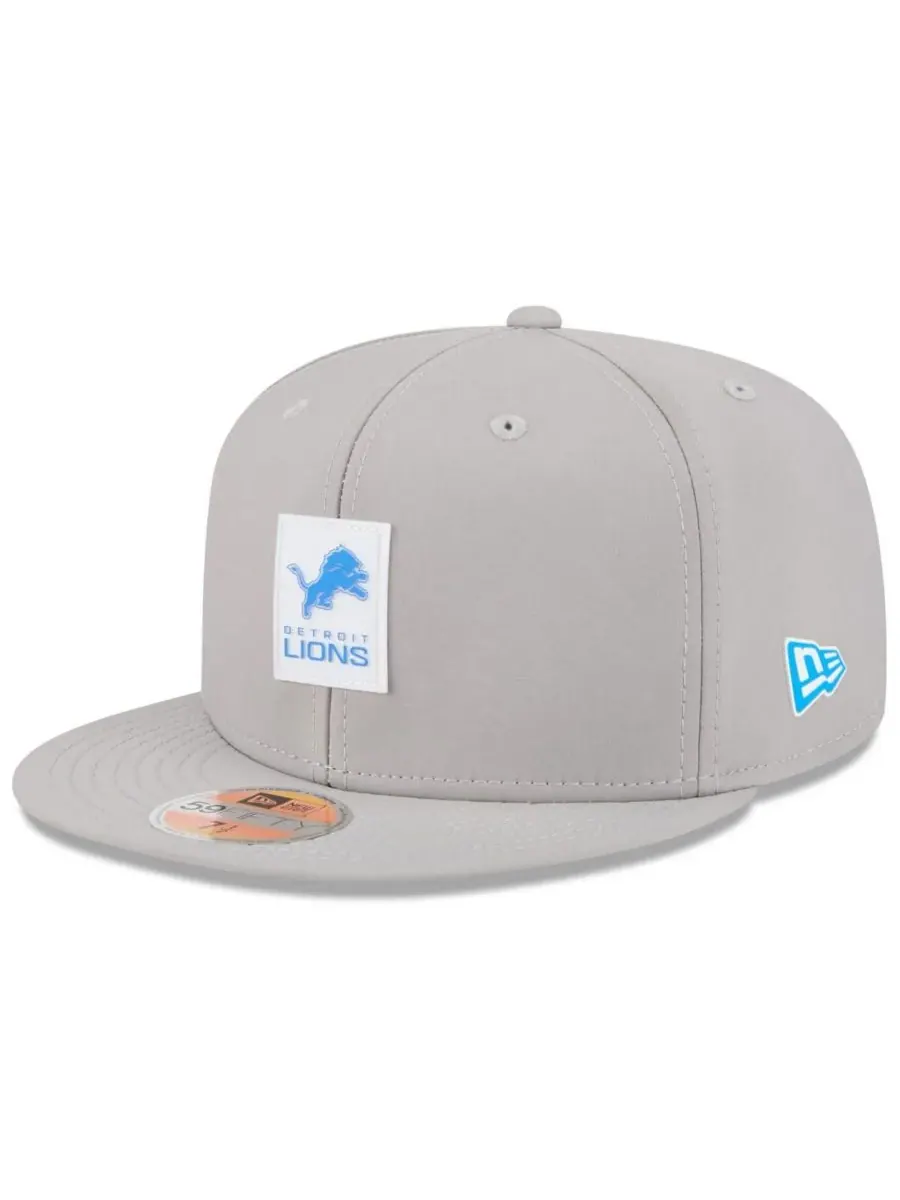 New Era Мужская серая бейсболка Detroit Lions 2025 Sideline 59FIFTY