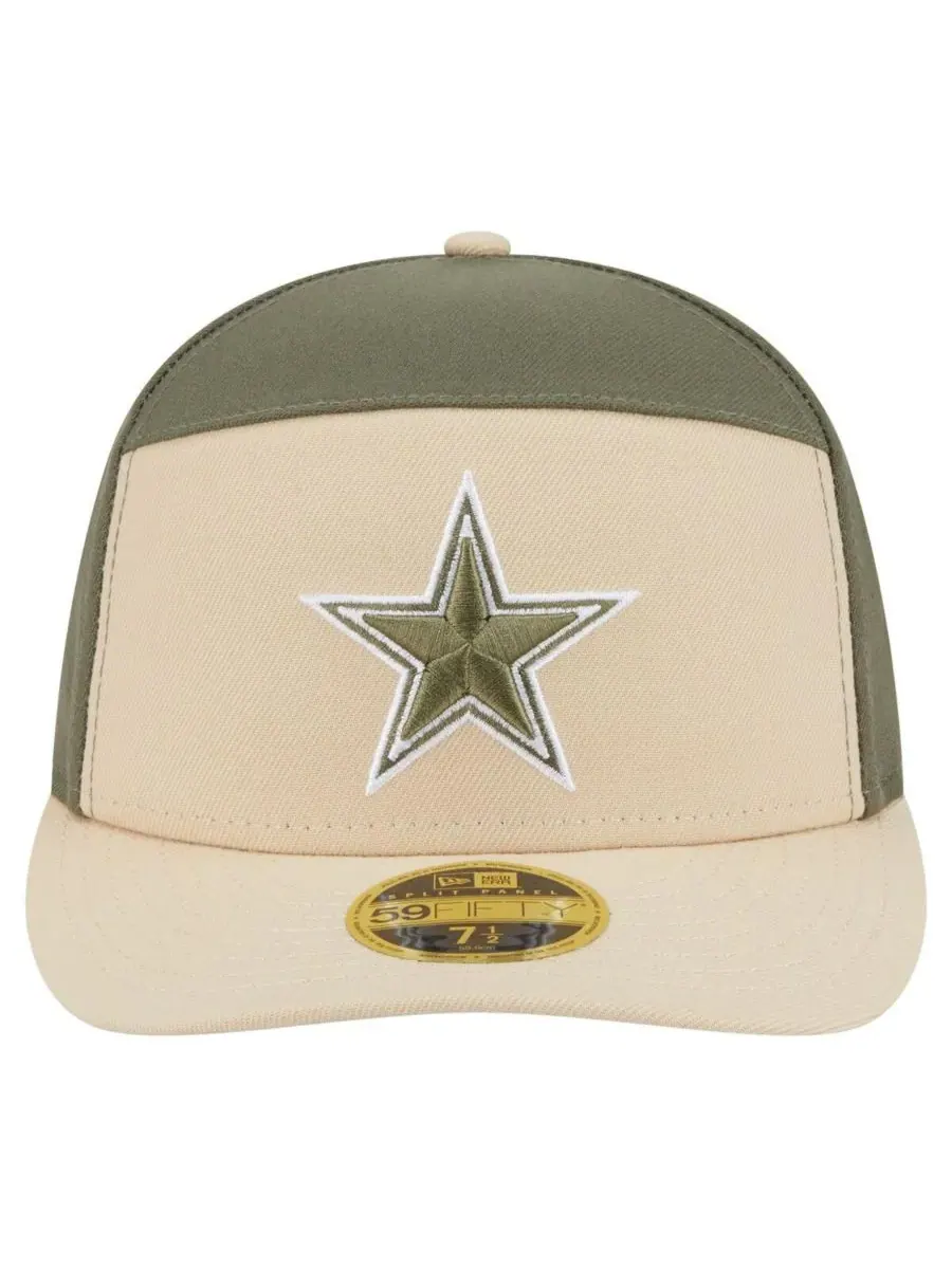 New Era Мужская бейсболка 59FIFTY светло-бежевого/оливкового цвета с раздельными панелями и — изображение 2 из 4