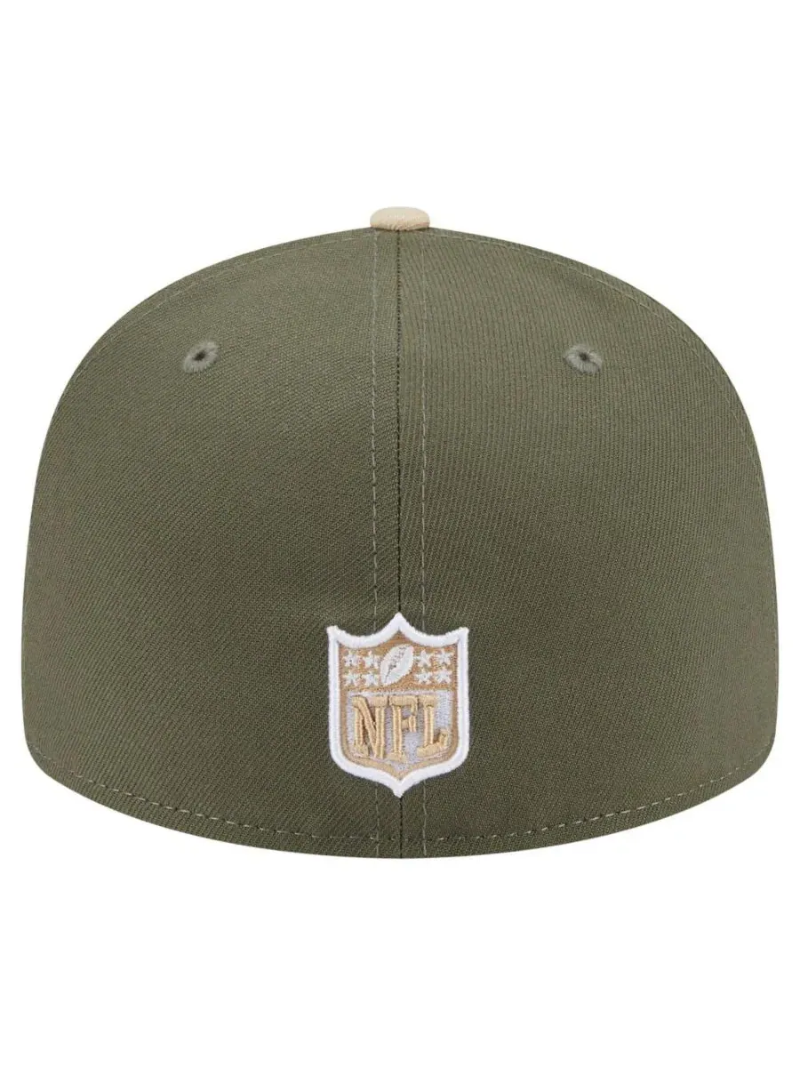 New Era Мужская бейсболка 59FIFTY светло-бежевого/оливкового цвета с раздельными панелями и — изображение 4 из 4