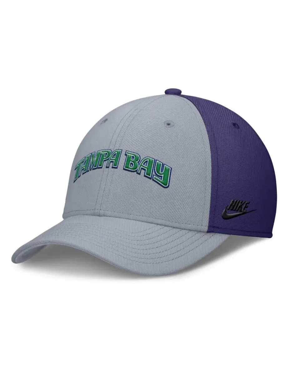 Nike Мужская серо-фиолетовая кепка Tampa Bay Rays Rise Swoosh Performance Flex