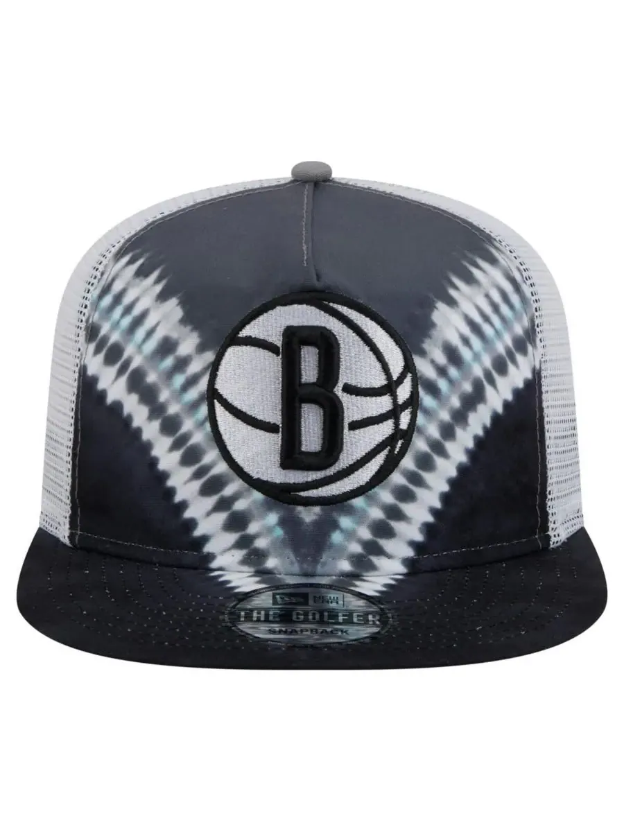New Era Мужская черная/серая бейсболка-снепбек Brooklyn Nets в стиле ретро — изображение 2 из 4, черный серый
