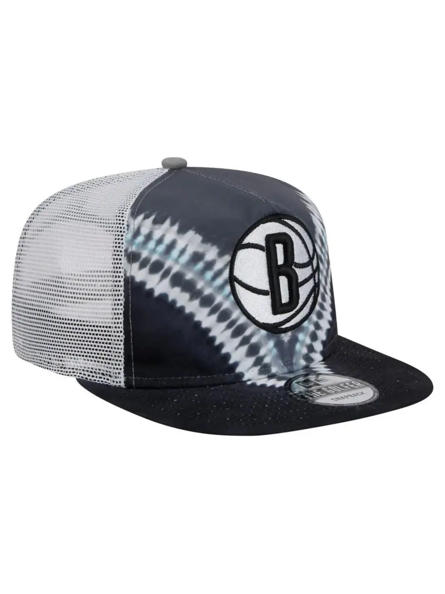 New Era Мужская черная/серая бейсболка-снепбек Brooklyn Nets в стиле ретро — изображение 3 из 4, черный серый