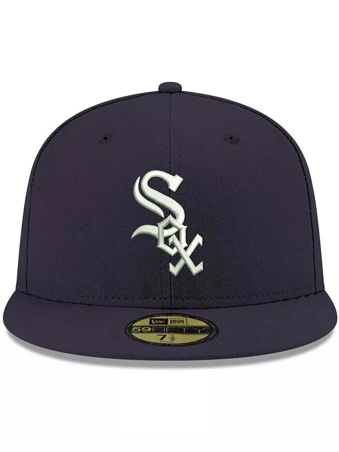 Мужская темно-синяя кепка Chicago White Sox Logo белая 59FIFTY приталенная шляпа New Era — изображение 2 из 4