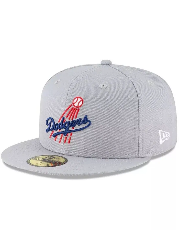 Мужская серая шерстяная шапка Los Angeles Dodgers Cooperstown Collection 59FIFTY Fitted Hat New Era