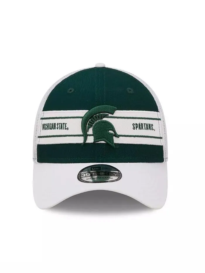 Мужская зелено-белая кепка Michigan State Spartans с полосой 39THIRTY Flex Hat New Era — изображение 2 из 2