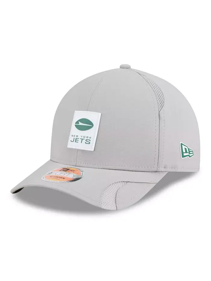 Мужская серая бейсболка New York Jets 2025 Sideline M-Crown 9FORTY с регулируемой посадкой New Era
