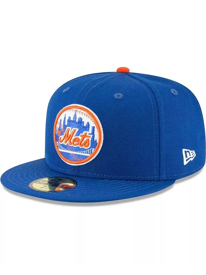Мужская синяя шерстяная шапка New York Mets Cooperstown Collection 59FIFTY Fitted Hat New Era