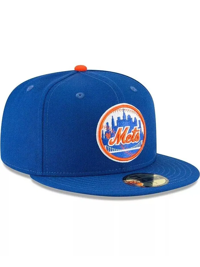Мужская синяя шерстяная шапка New York Mets Cooperstown Collection 59FIFTY Fitted Hat New Era — изображение 4 из 4