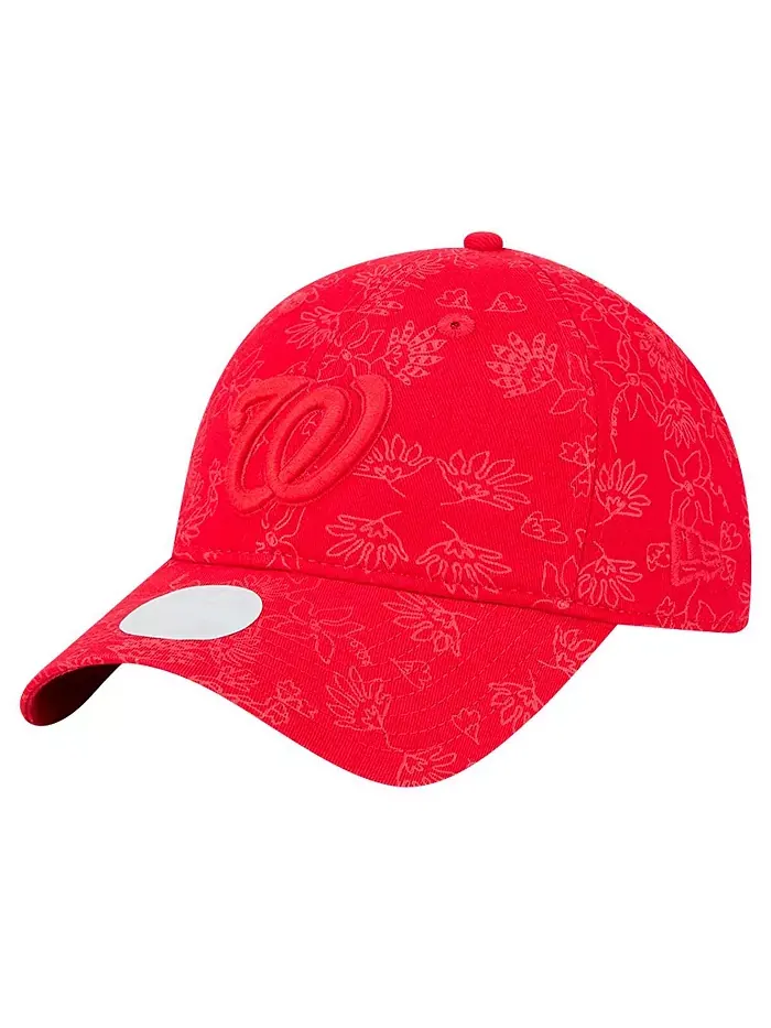 Женская регулируемая бейсболка Washington Nationals Tonal Floral 9TWENTY красного цвета New Era