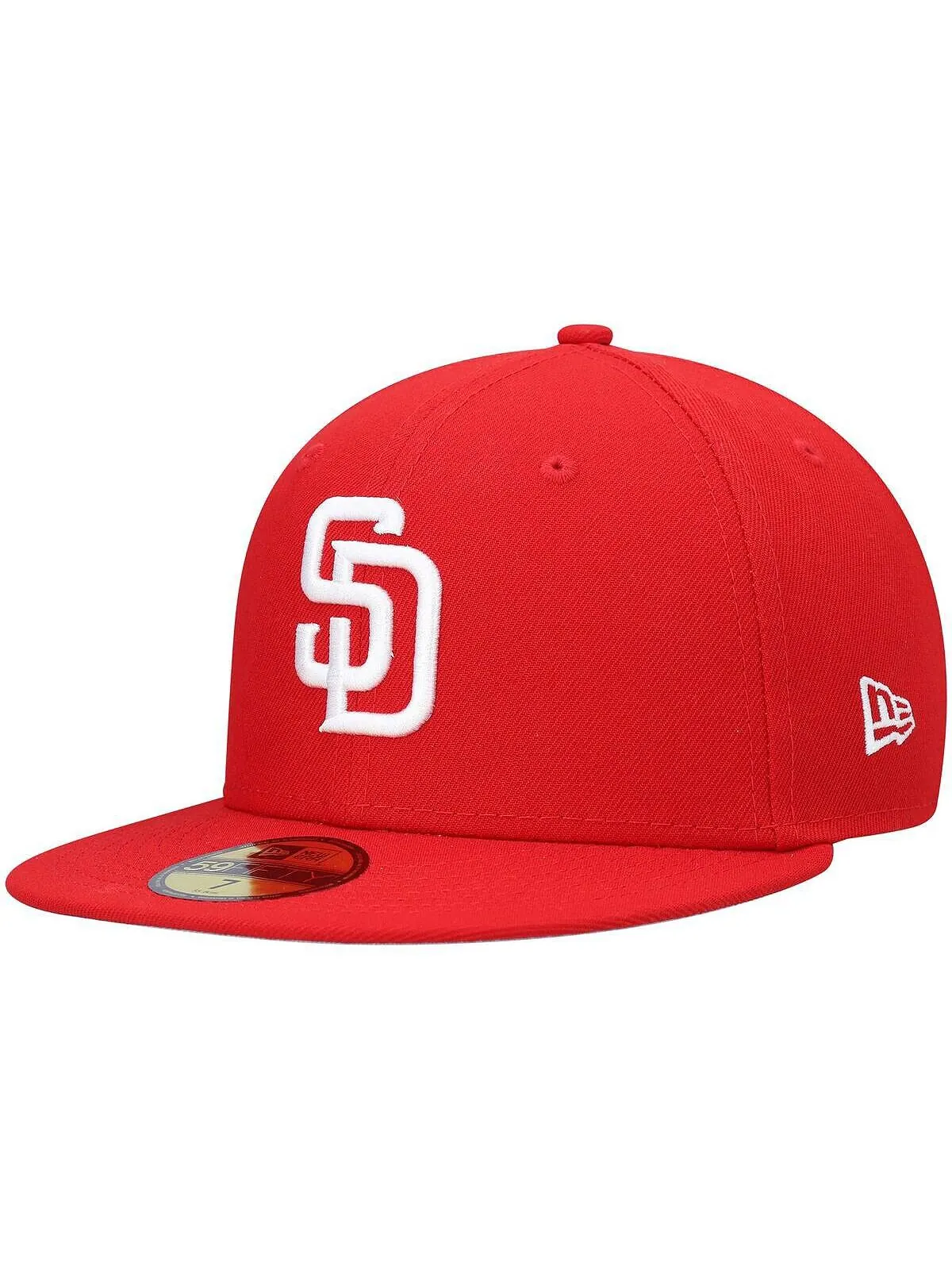 Мужская красная приталенная шляпа San Diego Padres Logo белая 59FIFTY New Era