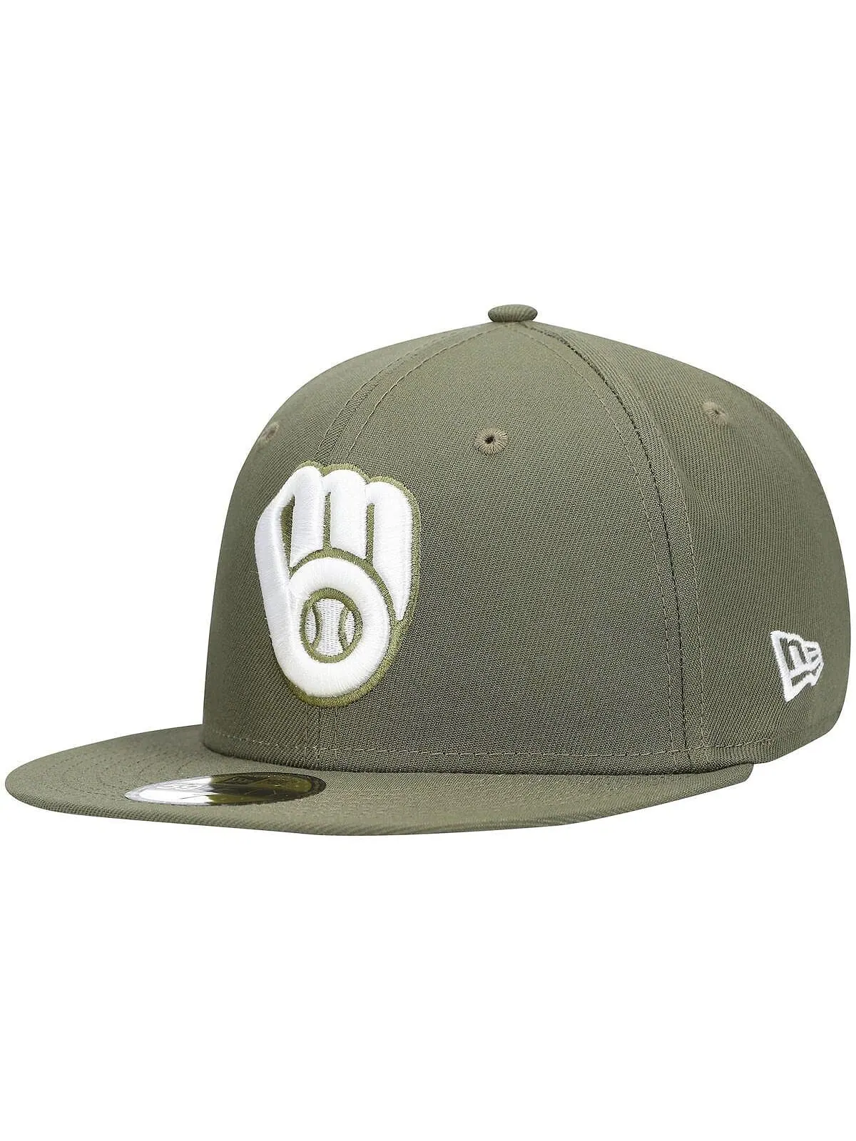 Мужская оливковая шляпа с логотипом Milwaukee Brewers, белая 59Fifty, приталенная шляпа New Era