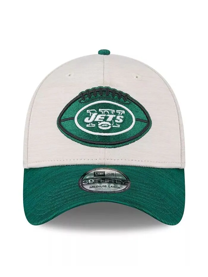 Мужская кепка New York Jets 2024 Sideline Historic 39THIRTY Flex цвета «камень/зеленый» New Era — изображение 3 из 4