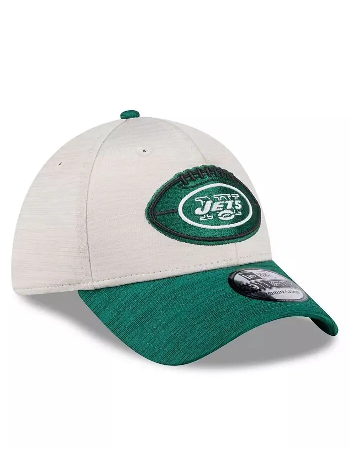 Мужская кепка New York Jets 2024 Sideline Historic 39THIRTY Flex цвета «камень/зеленый» New Era — изображение 4 из 4
