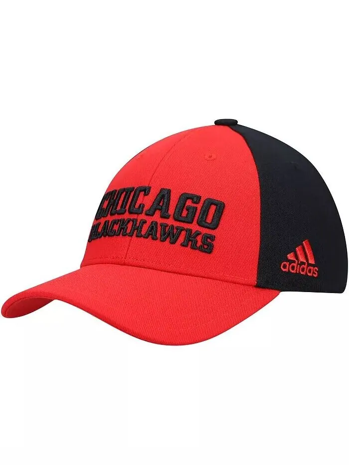 Мужская красная регулируемая кепка для раздевалки Chicago Blackhawks Adidas