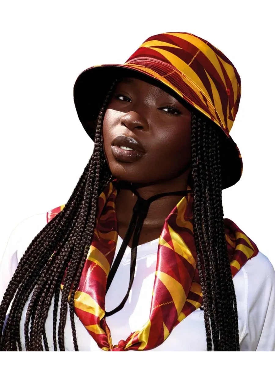 Панама из атласа двусторонняя с принтом Kente KIN Apparel, Solar Kente — изображение 4 из 4