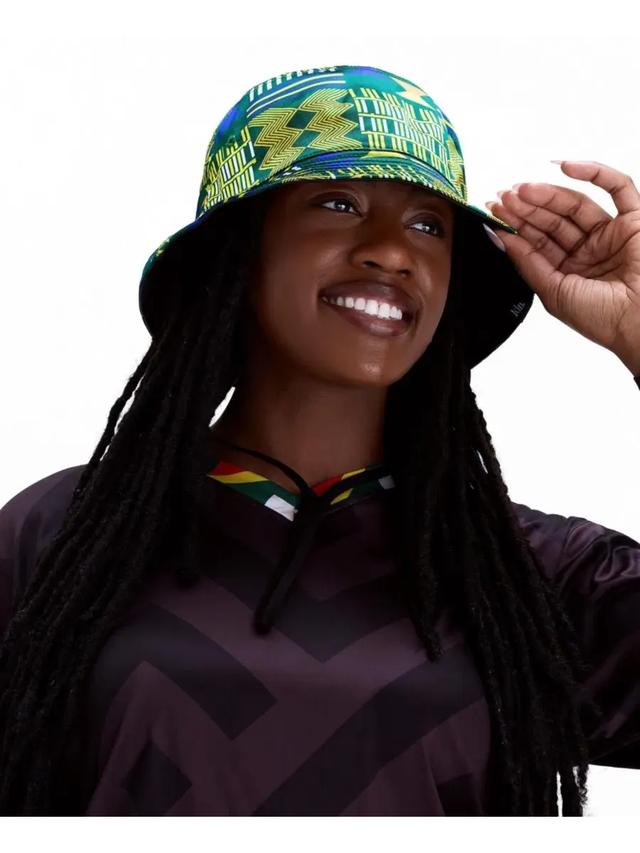 Шляпа-ведро из сатина с принтом, двусторонняя KIN Apparel, Paradise Kente