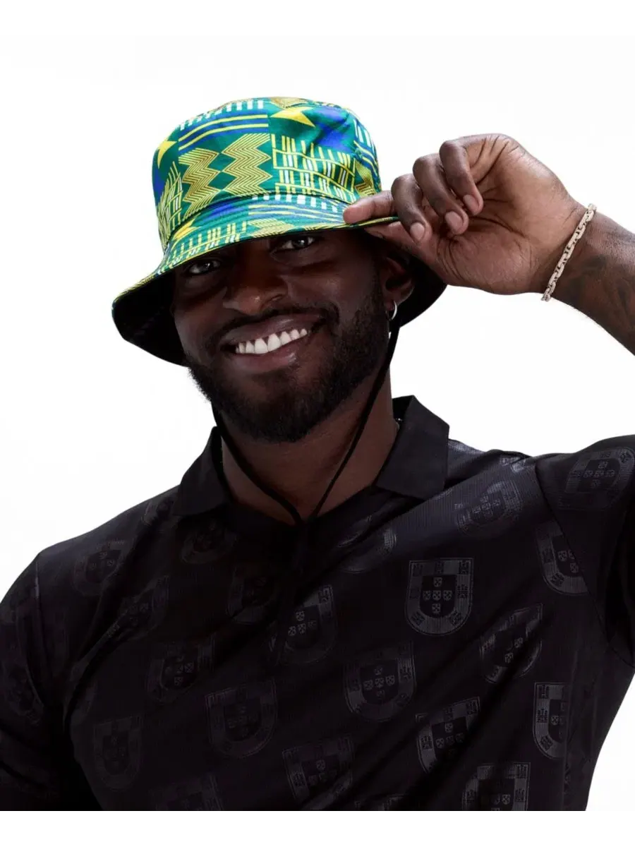 Шляпа-ведро из сатина с принтом, двусторонняя KIN Apparel, Paradise Kente — изображение 2 из 3