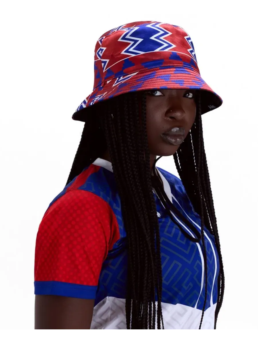 Шляпа-ведро из сатина с принтом, двусторонняя KIN Apparel, Haiti Kente — изображение 2 из 3