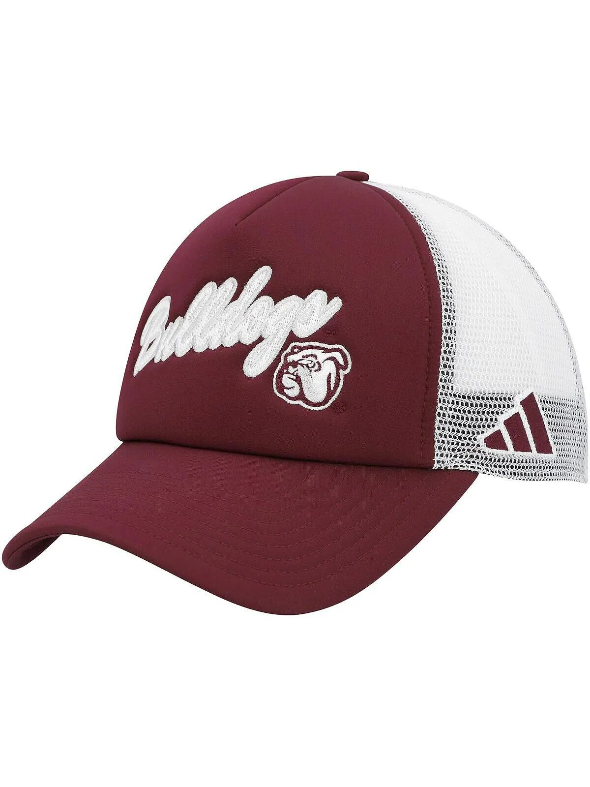 Мужская бордовая кепка Snapback с надписью Mississippi State Bulldogs Script Trucker Snapback adidas