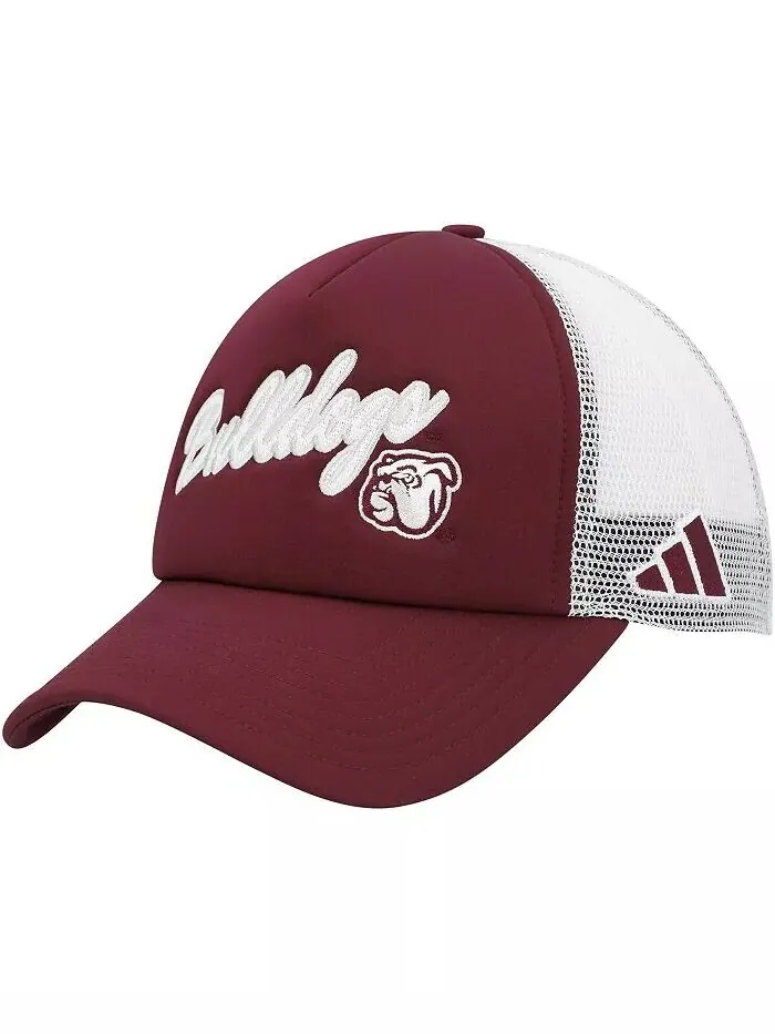 Мужская бордовая кепка Snapback с надписью Mississippi State Bulldogs Script Trucker Snapback Adidas — изображение 1 из 3