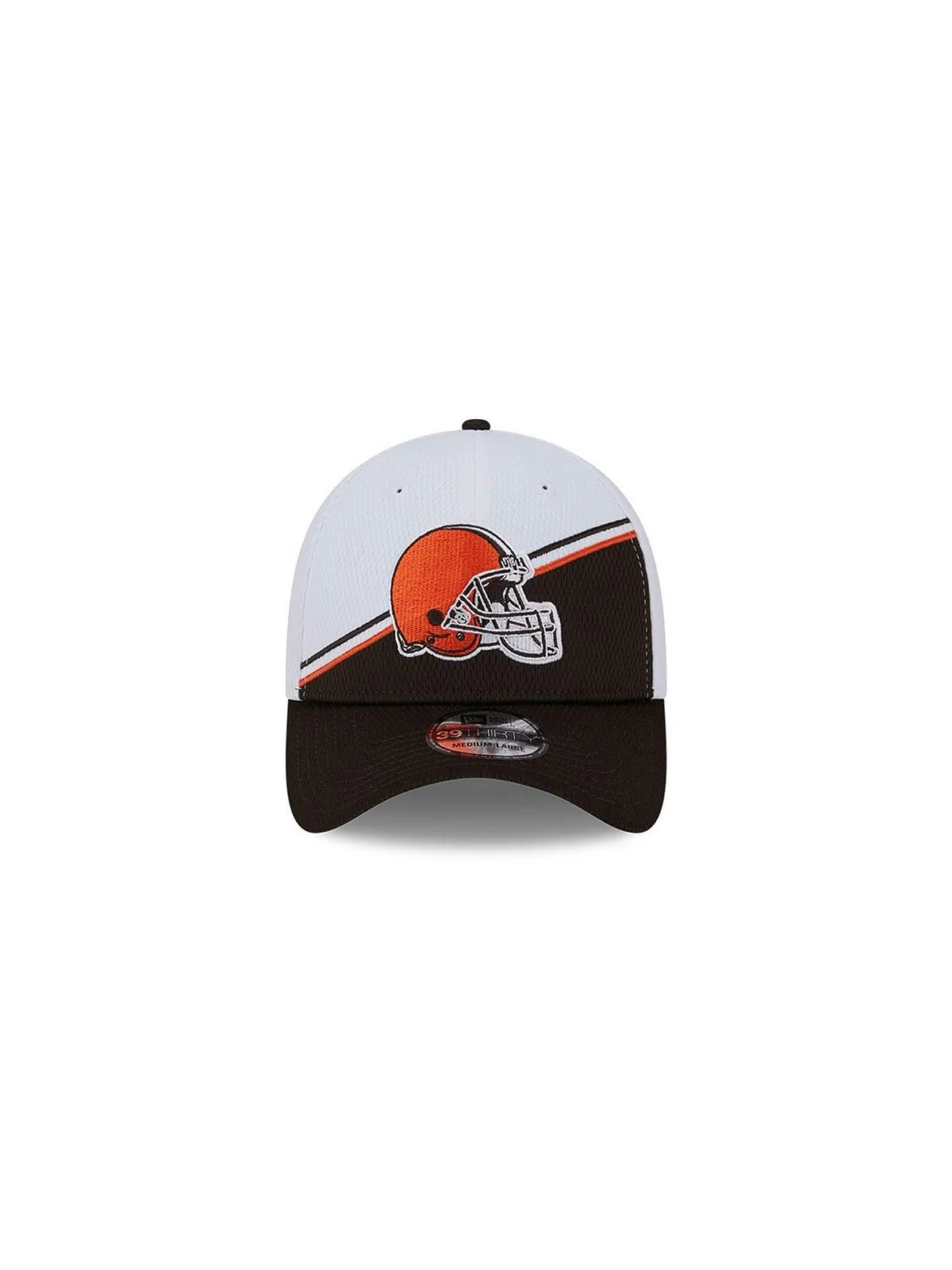 Мужская бело-коричневая гибкая кепка Cleveland Browns 2023 NFL Sideline 39THIRTY New Era — изображение 2 из 5