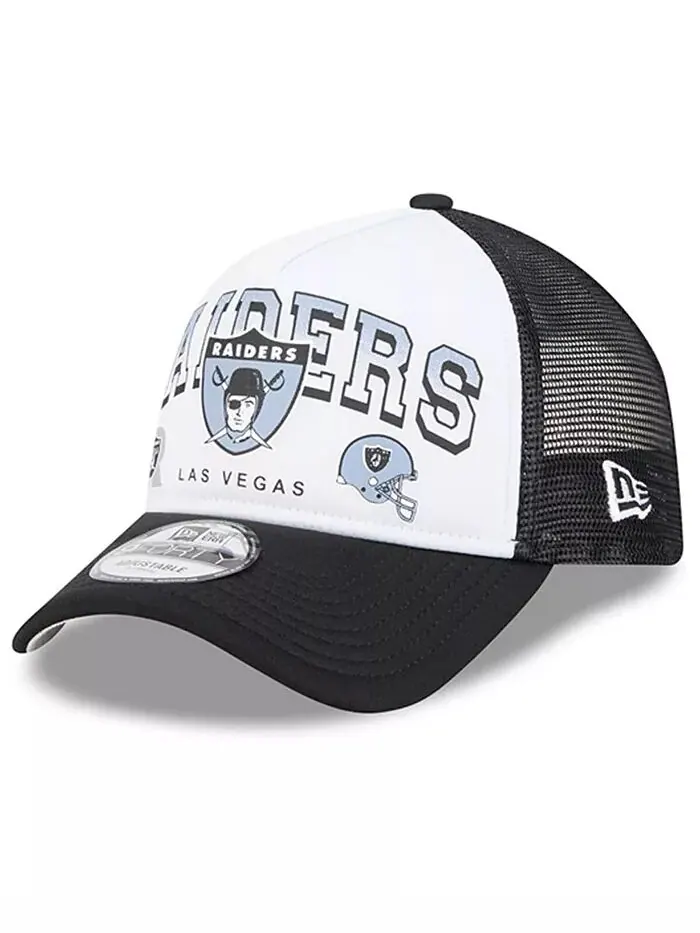 Мужская белая/черная кепка Las Vegas Raiders Retro Wordmark A-Frame 9FORTY Adjustable New Era