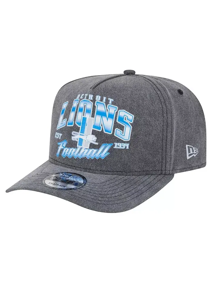 Мужская черная кепка Detroit Lions Throwback Washed A-Frame 9FIFTY Snapback New Era