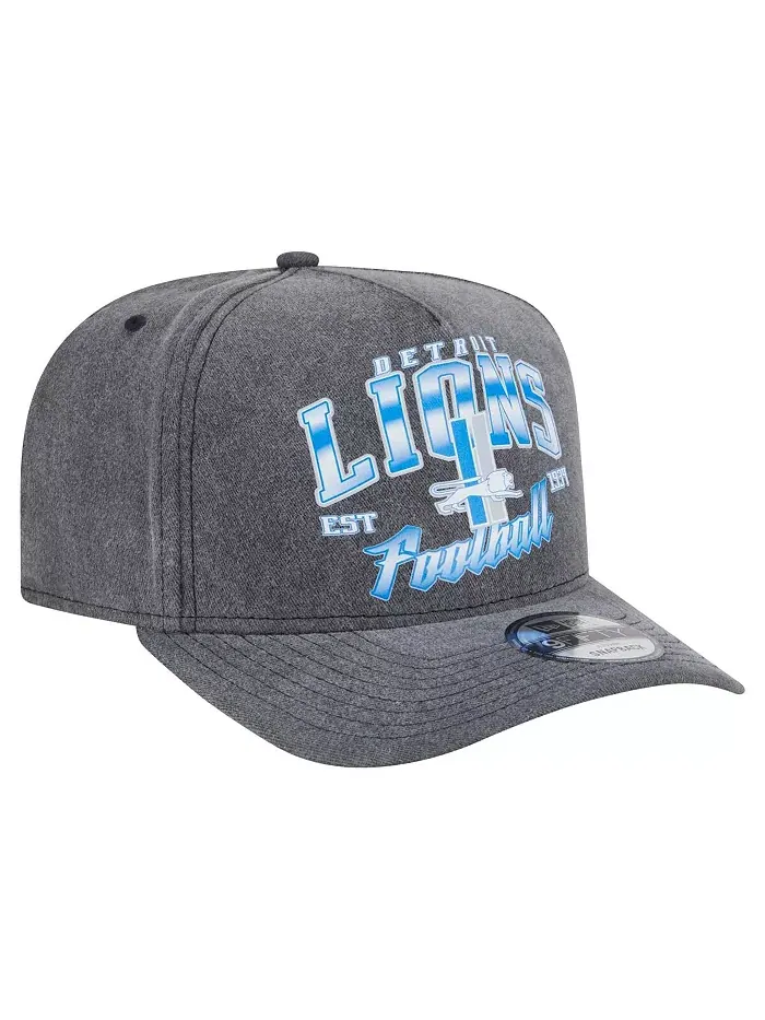 Мужская черная кепка Detroit Lions Throwback Washed A-Frame 9FIFTY Snapback New Era — изображение 3 из 4