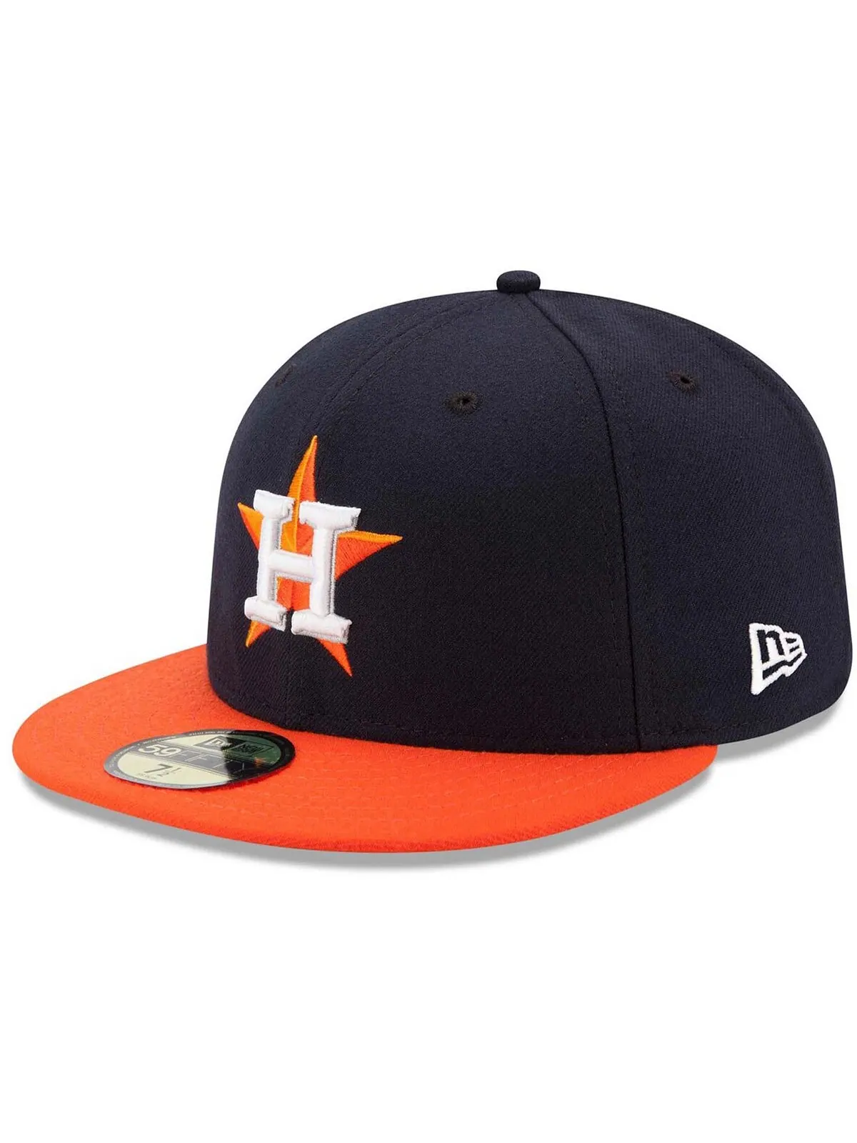 Мужская темно-синяя/оранжевая шляпа Houston Astros Road Authentic Collection On Field 59FIFTY