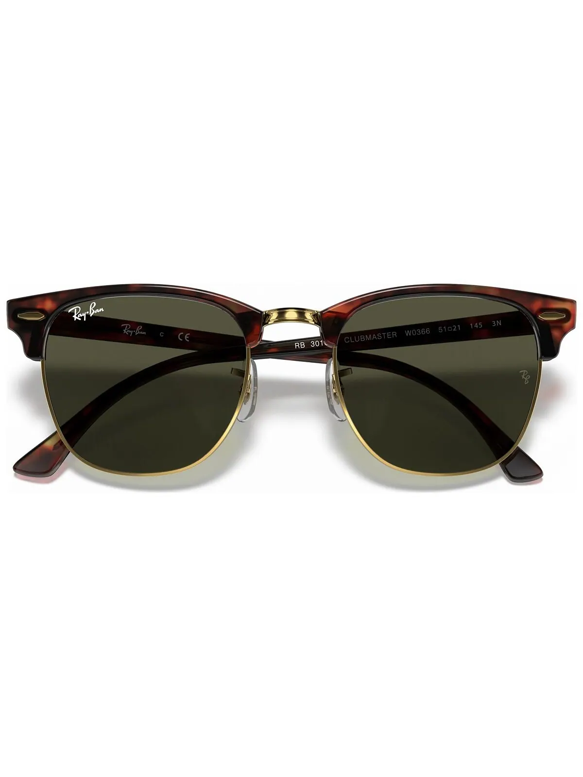 Солнцезащитные очки унисекс с низкой перемычкой, RB3016F CLUBMASTER CLASSIC 55 Ray-Ban — изображение 8 из 11, черный
