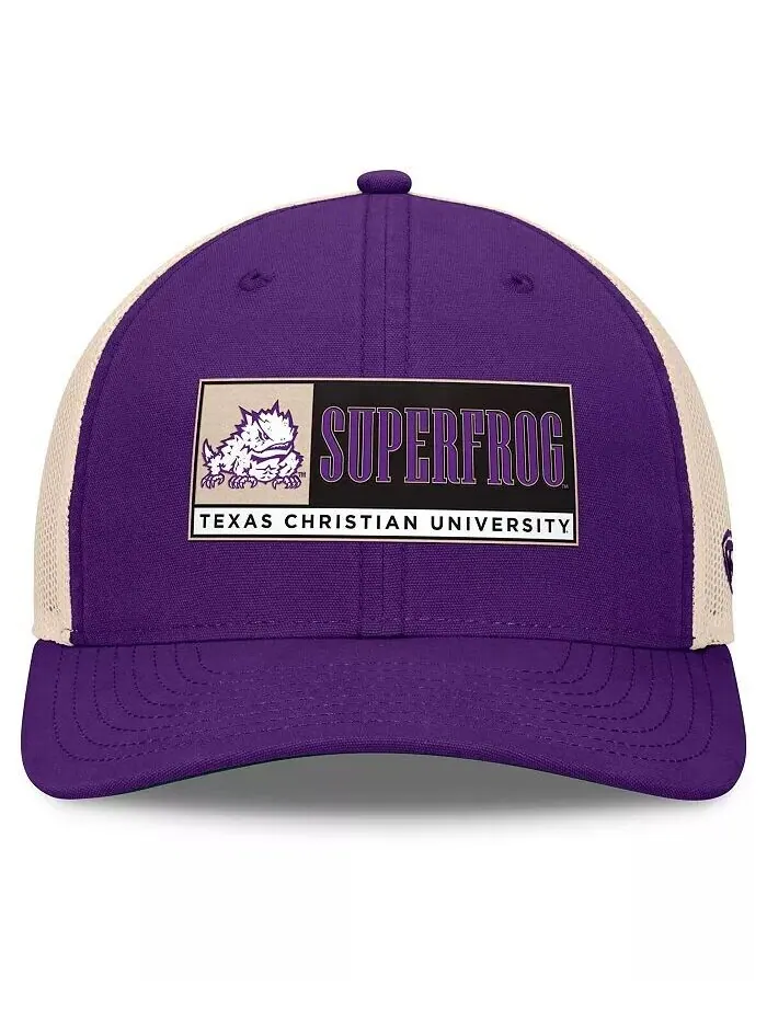 Мужская фиолетовая/натуральная TCU Horned Frogs Bennett Trucker регулируемая шляпа Top of the World — изображение 2 из 4