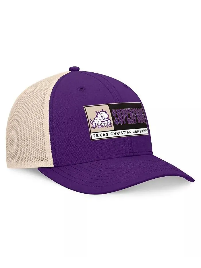 Мужская фиолетовая/натуральная TCU Horned Frogs Bennett Trucker регулируемая шляпа Top of the World — изображение 3 из 4