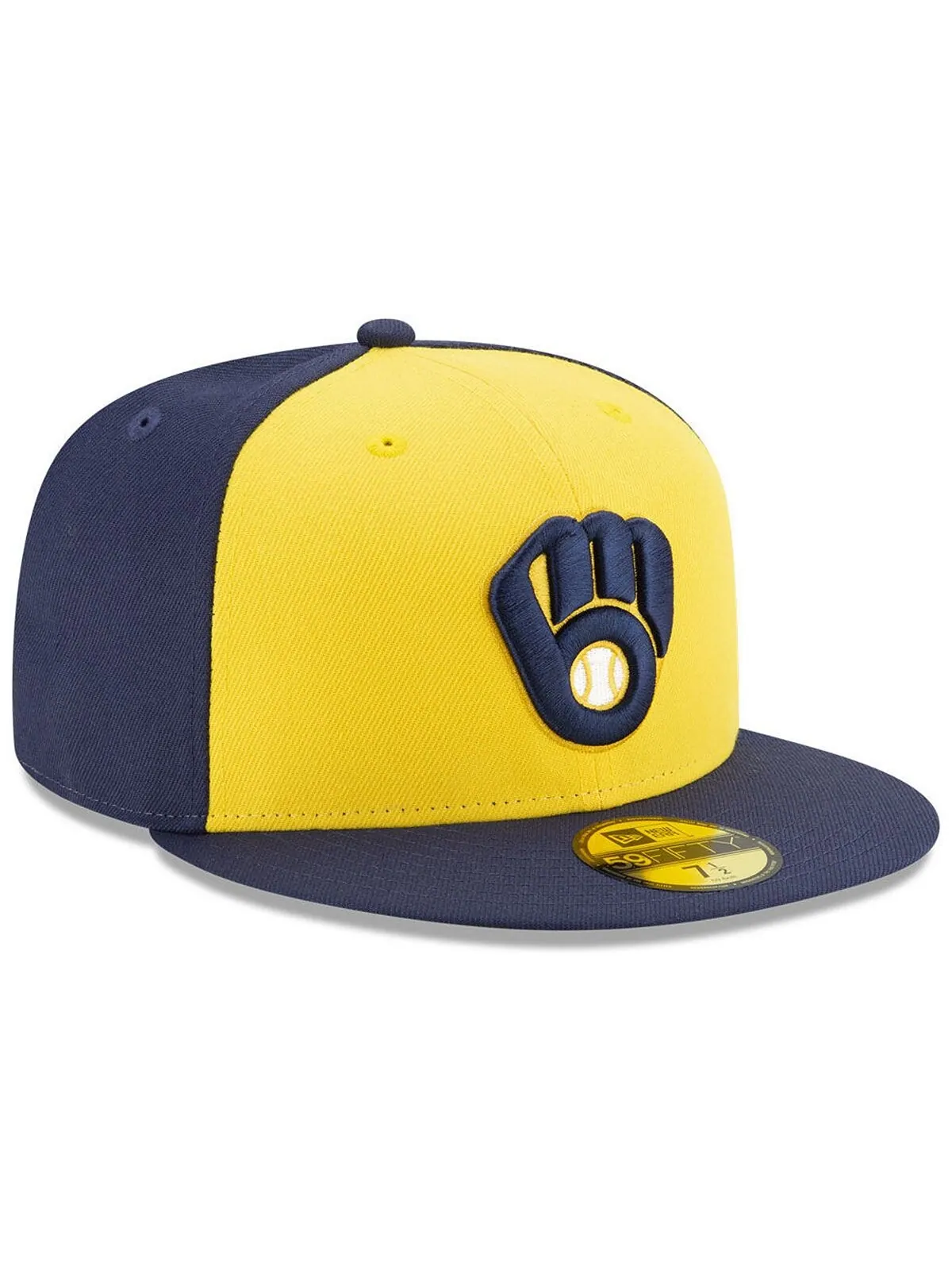 Кепка приталенного кроя Milwaukee Brewers Authentic Collection 59FIFTY New Era — изображение 3 из 4, желтый