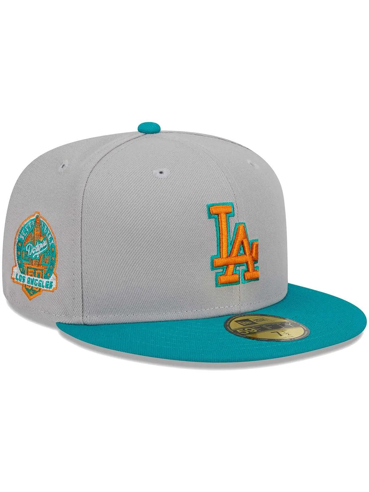 Мужская серо-бирюзовая кепка Los Angeles Dodgers 59FIFTY. New Era